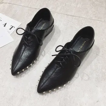 

2019 New Shoes Low Heel Shoes Leather Stiletto Pumps Shoes Rivets Studs Lady Shoes Party Dress ShoeComfortable and Stylish