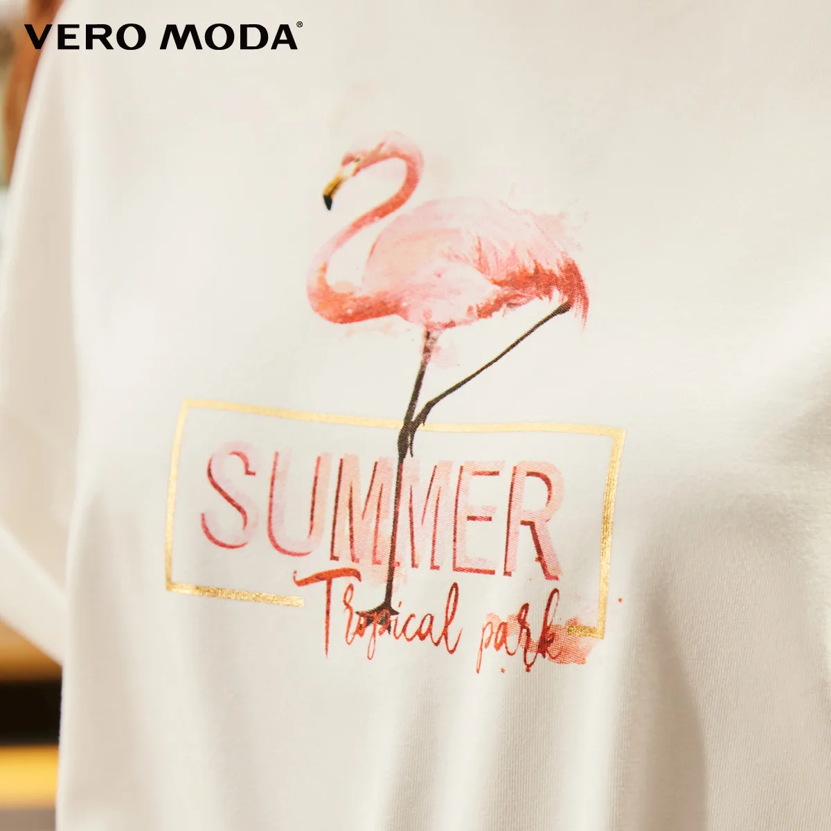 Женская футболка с рисунком фламинго и открытыми плечами Vero Moda | 319101535|Футболки|