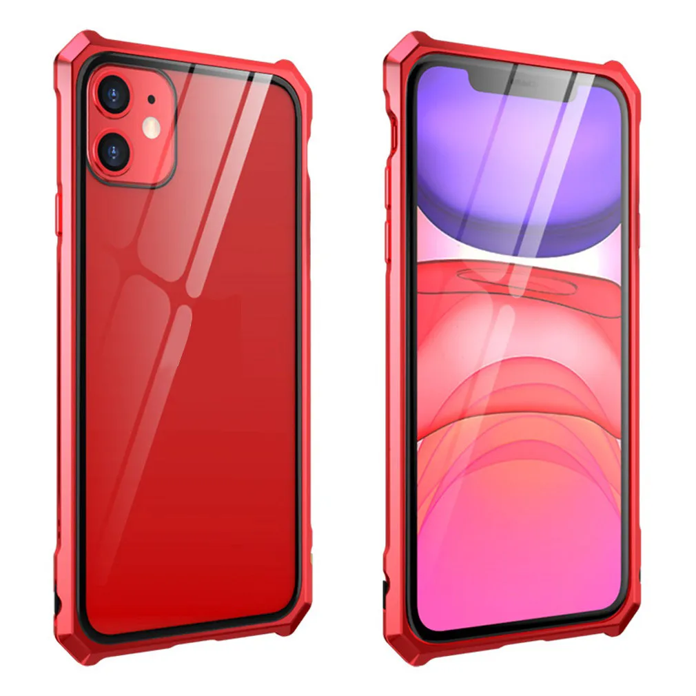 Алюминиевый металлический бампер Пряжка закаленное стекло чехол для iphone 11 6,1 дюймов чехол для телефона защитный чехол в комплект входит# E25