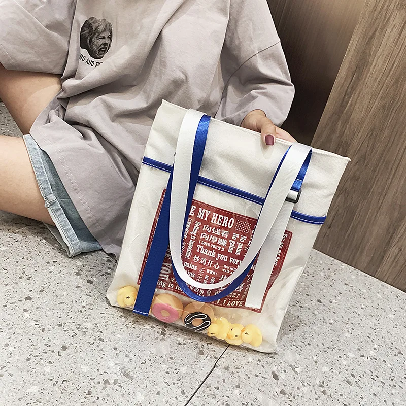 

2019 new tide leisure bucket bag transparent diving duck messenger bag