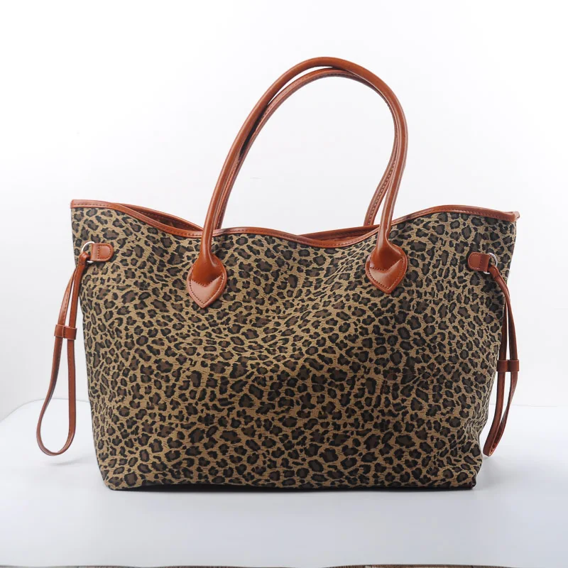 10 шт коричневая сумка с леопардовым принтом, короткая меховая сумка с леопардовым принтом с PU Tote DOM109388 - Цвет: brown leopard