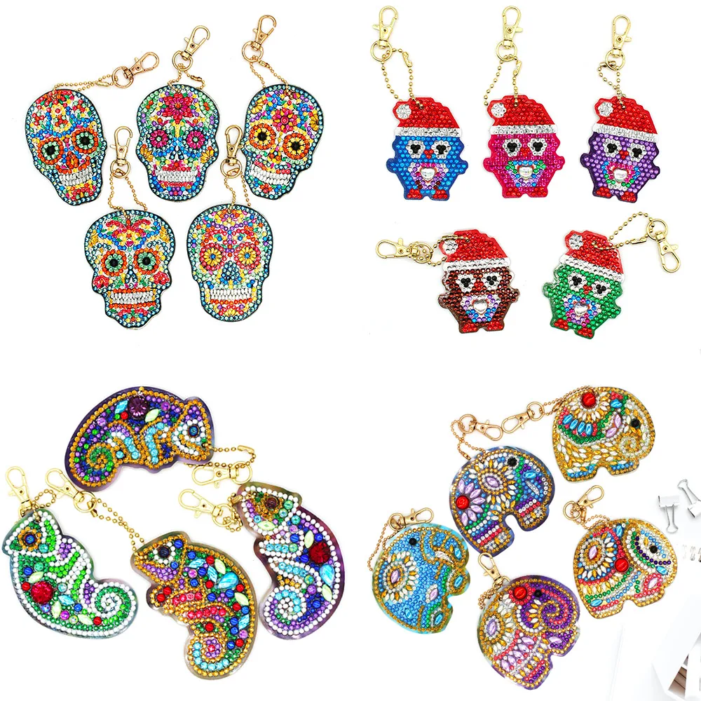 

HUACAN Diamond Embroidery Keychain Diamond Painting Cross Stitch Bag Keyring Diamond Painting Accessories Craft Kit