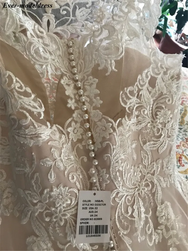 Vestido De Noiva Lace Wedding Dresses Appliques Beaded Pearls Cap Sleeves Sheer O-Neck Plus Size Wedding Gowns Bride Dress