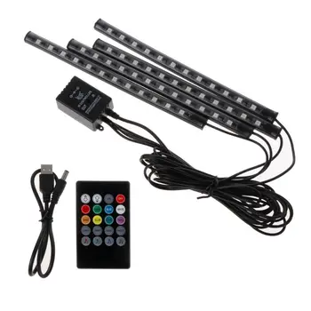 

Car Foot Lamp Ambient Lights LED 7 Colors USB Wireless Remote Music Control Multiple Modes Automotive Interior Decorative 28GC