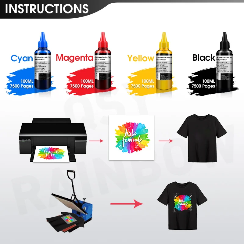 4 Pack Universal Sublimation Ink Heat Transfer Ink For EPSON Inkjet Printer Heat Press Sublimation Used For Mug Cup T-Shirt inkjet printer ink dye ink kit dye ink refill ink refill kit ink cartridge refill kit direct to transfer film ink