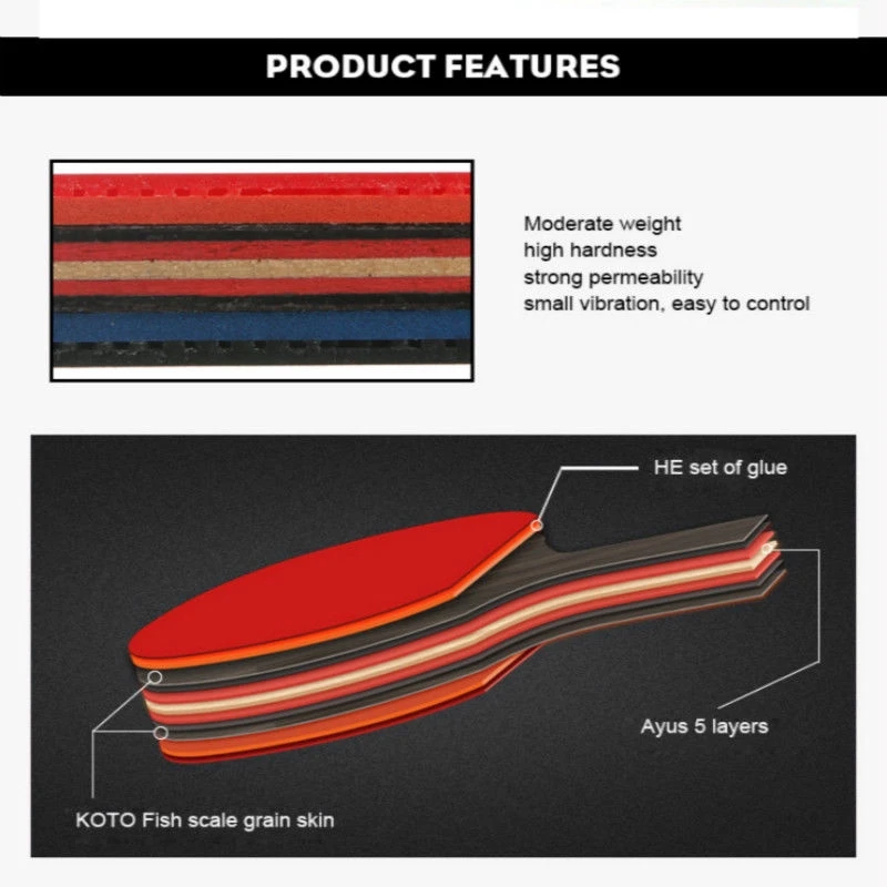 1PCS Professional 6 Star Ping Pong Racket Table Tennis Bat Blade Carbon Ping Pong Bat 7-Ply Paddle Table Tennis Pingpong Traing