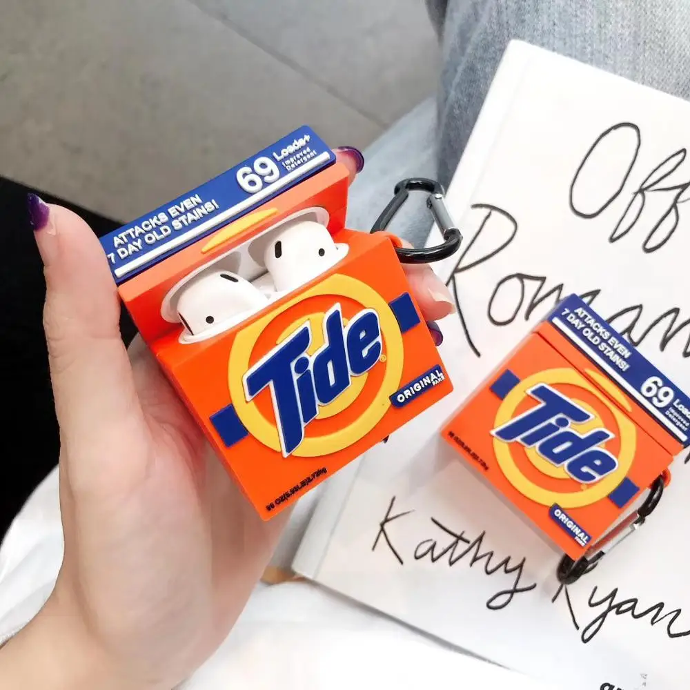 

For Airpods Pro case 3D cartoon funny washing powder soft silicone earphone box, for Airpods 1 2 earphone protective shell