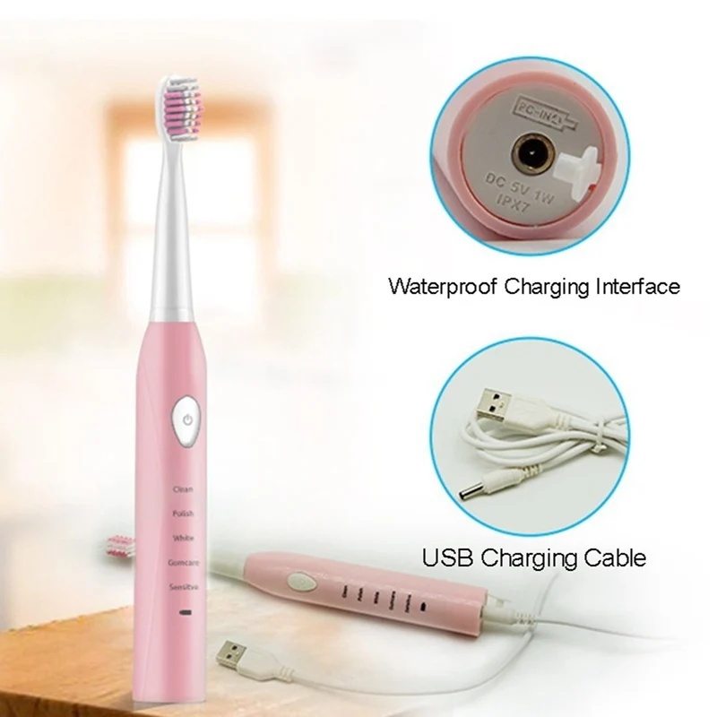 Electric Toothbrush Smart Waterproof Sonic Toothbrush for Adult Oral Hygiene Deep Clean Teeth Brush Smart Chip Toothbrush