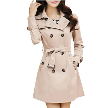 

New Elegant Ladies Lapel Coat Belt Casual Office long-sleeved Slim Long trench coat Fashion Wild Autumn Winter Tops Soft