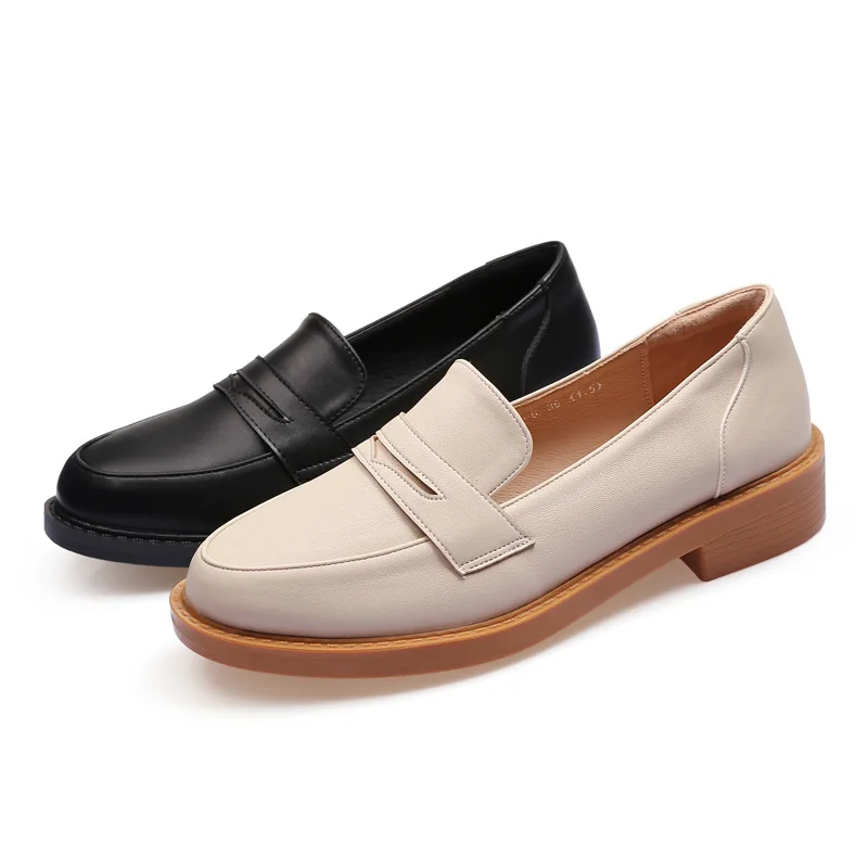 

Leather Shoes Spring-Style Small England 2020 grs kuan WOMEN'S Shoes Loafers Low-Cut Chunky Rubber Shoes round-Toe Versatile Lov