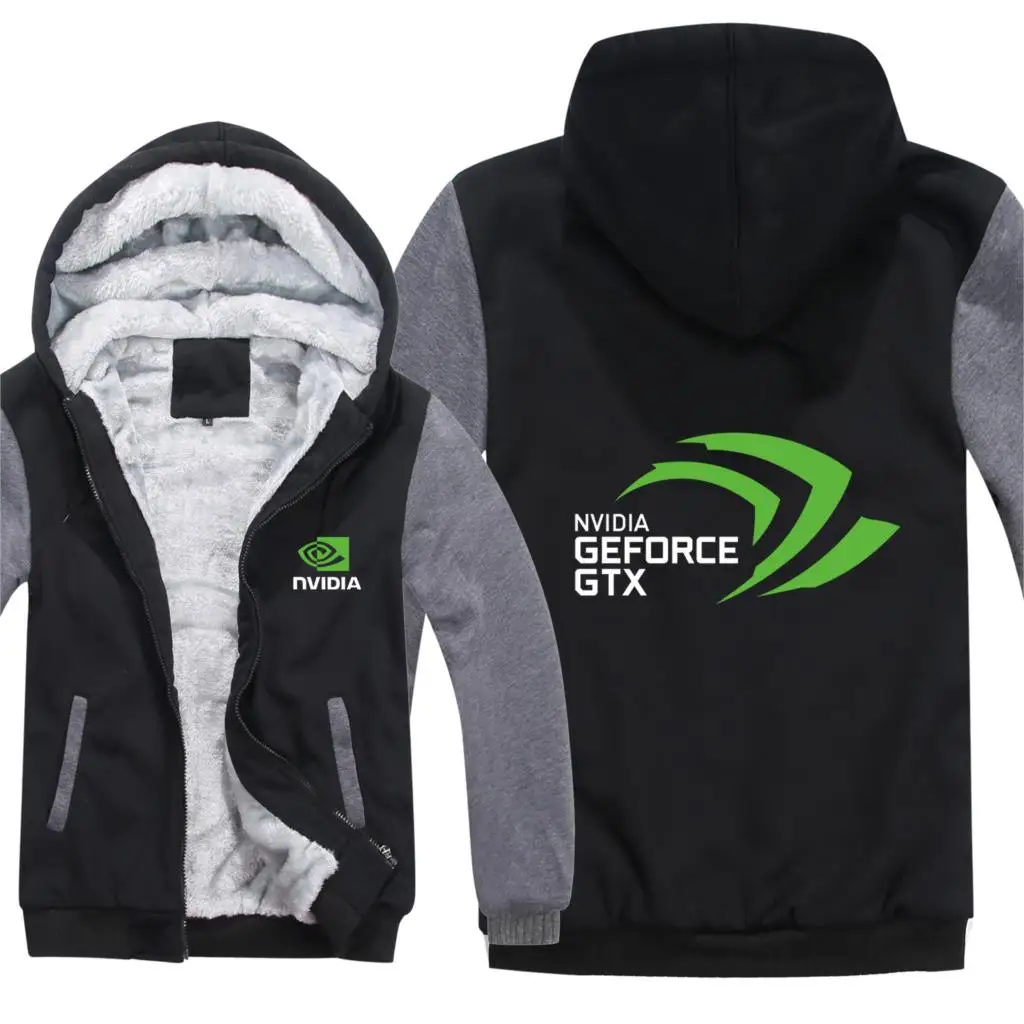 Зимние толстовки с капюшоном Nvidia для мужчин, пальто Geforce GTX, пуловер, шерстяная куртка с подкладкой, толстовки с капюшоном Nvidia, HS-060