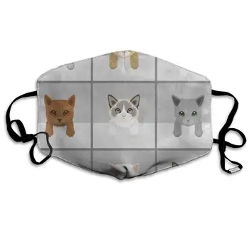 

Black White Gray Cat Personalized Dust Mouth Mask Reusable Anti-Dust Face Mask Adjustable Earloop Skin Protection