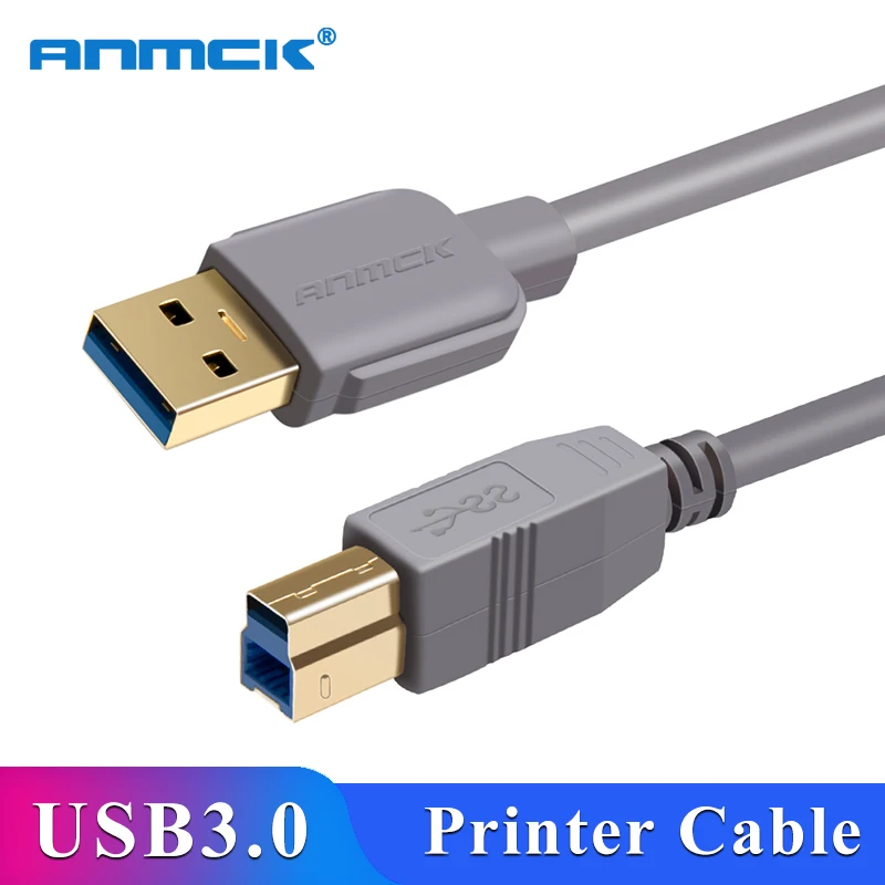 Anmck USB кабель USB для принтера Тип B папа-папа USB 3,0 2,0 кабель для Canon Epson hp ZJiang принтер этикеток ЦАП 1,5 м 3 м 5 м 10 м