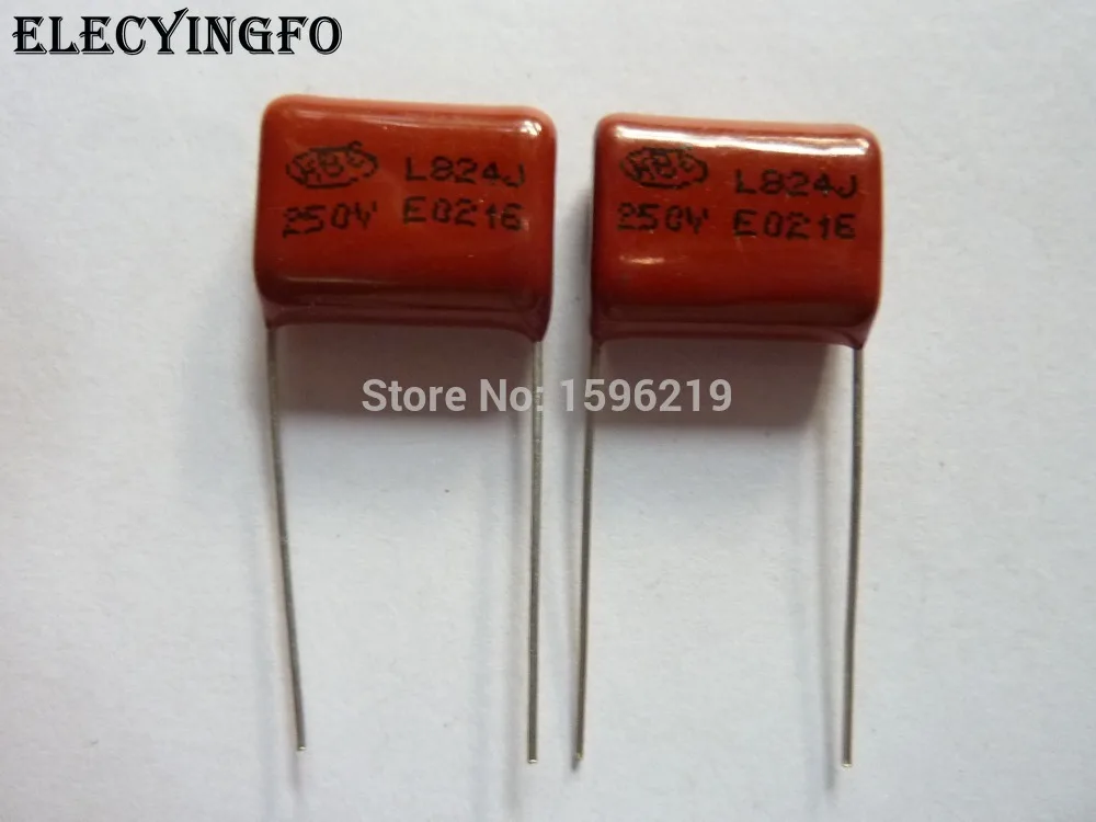 100pcs CBB 824 250V 824J 0.82uF 820nF P15 Metallized Polypropylene Film Capacitor | Электронные компоненты и