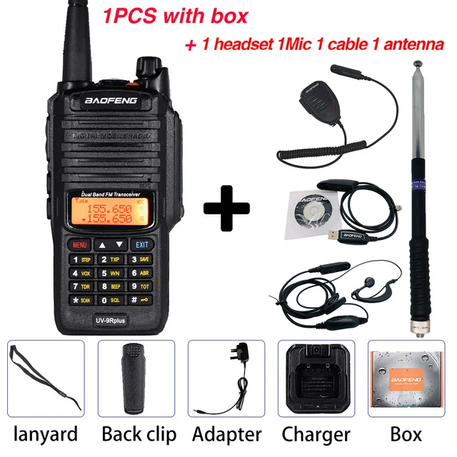 10 Вт Водонепроницаемый Baofeng UV-9R Plus рация 9rhp мощный портативный CB Ham радио 10 км двухдиапазонный КВ трансивер UV9R передача - Цвет: A 1mic cab ant ear