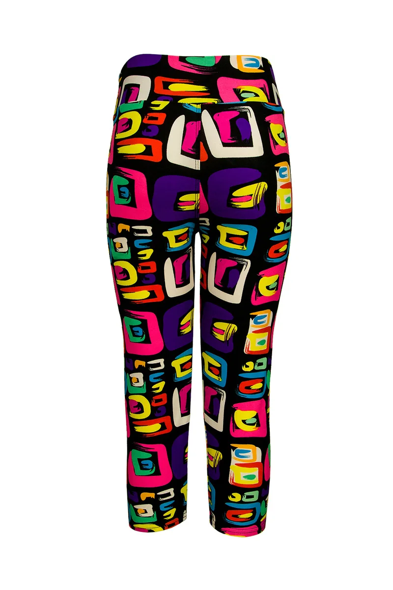 Europe and the United States trend hips slim fashion seven points printed leggings women's outdoor sports pants - Цвет: 24