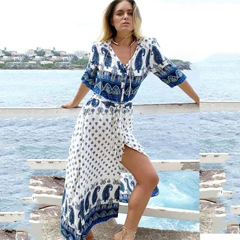 

Beachwear Woman Beach Wrap Sarongs On The Bikini Dress Skirt Cotton Were Located Outside Printed Female Sexy Swimsuit Solid