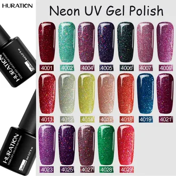 

Huration Glitter Neon 19 Colors Sequins Nail Sparkles Glue Shiny UV Gel Nail Polish Semi-Permanent Soak Off 8ml Gel Varnish Set