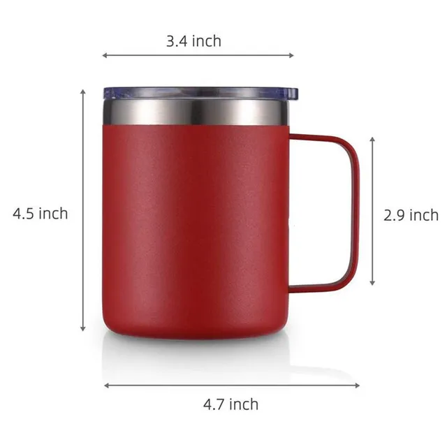 Nagykereskedelem 12Oz Rozsdamentes Acélból Készült Poharak Fogantyúval Dupla Fali Vákuum Szigetelt Kávé Bögrék Üveg Hordozható - Image 3