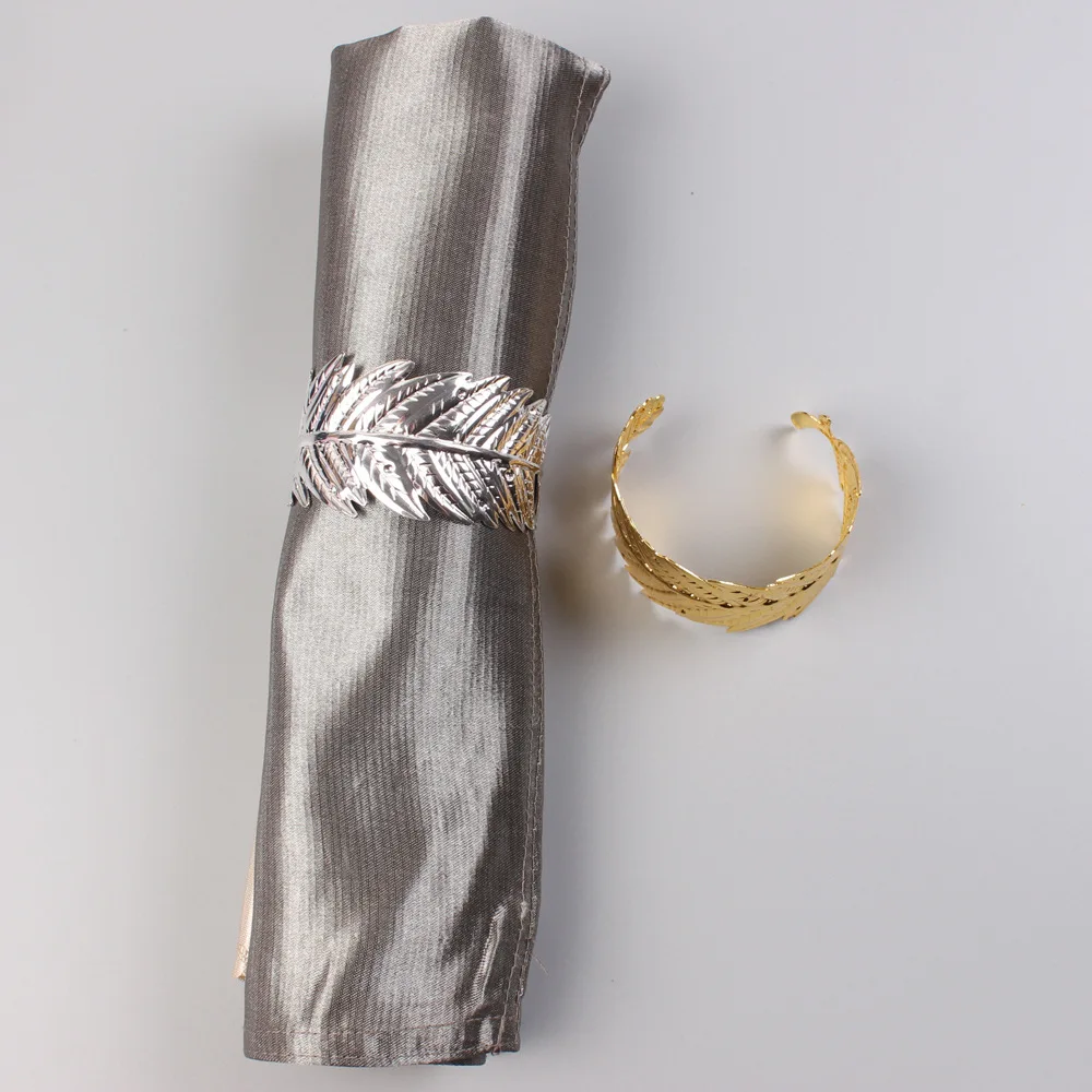 12 шт. кольцо для салфеток в западном стиле с перьями для банкета отеля, креативная мода, кольцо для салфеток с алмазным листом, простая модель, бумажное кольцо для полотенец