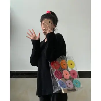 

YMBHZ Seedling mint Z Song Yanfei with hyuna wind transparent PVC colorful flower handbag single shoulder bag