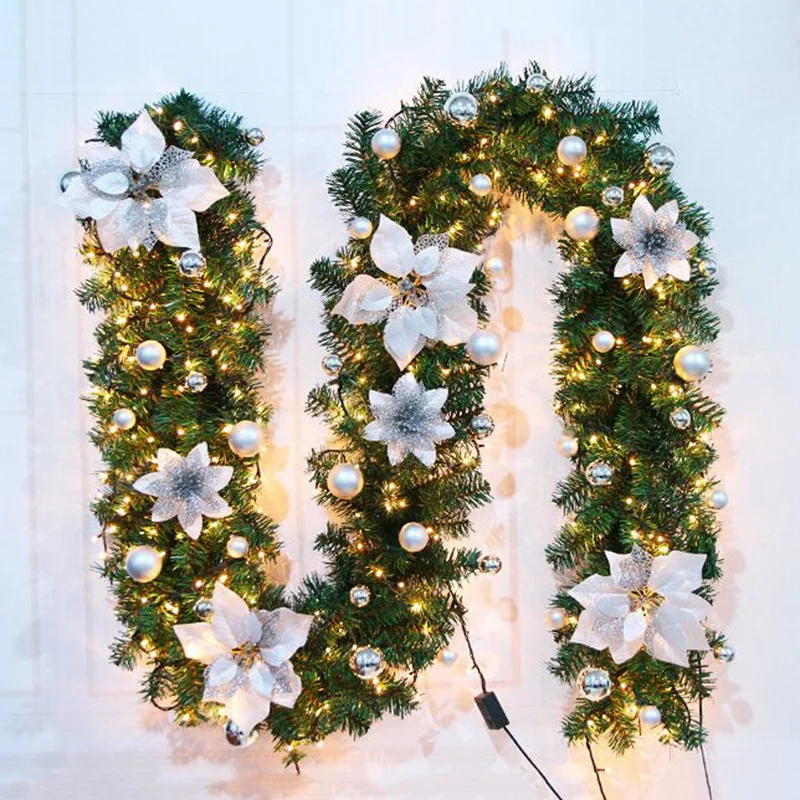 2.7M LED Tree Hanging Ornament Rattan Colorful Decoration for Christmas Party Wedding Home Outdoor Garland Wreath Decoration