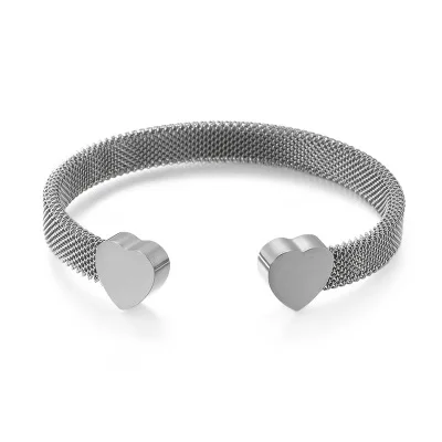 Нержавеющая сталь Сердце Манжеты Браслет Bijoux Женский золото/серебро/розовое золото полые сетки Форма себе браслеты вечерние