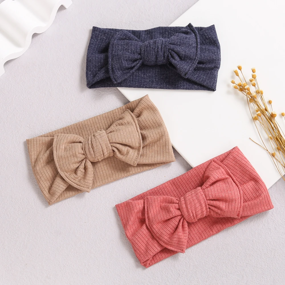 

21 PCS, Newborn Baby RIbbed Bow Headbands, Lightweight Headwrap, Earth Tone Knotted Bow Headband, Baby Shower Gift