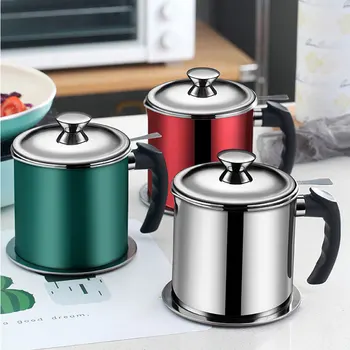 

3 in 1 Kitchen Stainless Steel Oil Filter Strainer Colander Reuse Fry Oil Can Pot Home FAS6