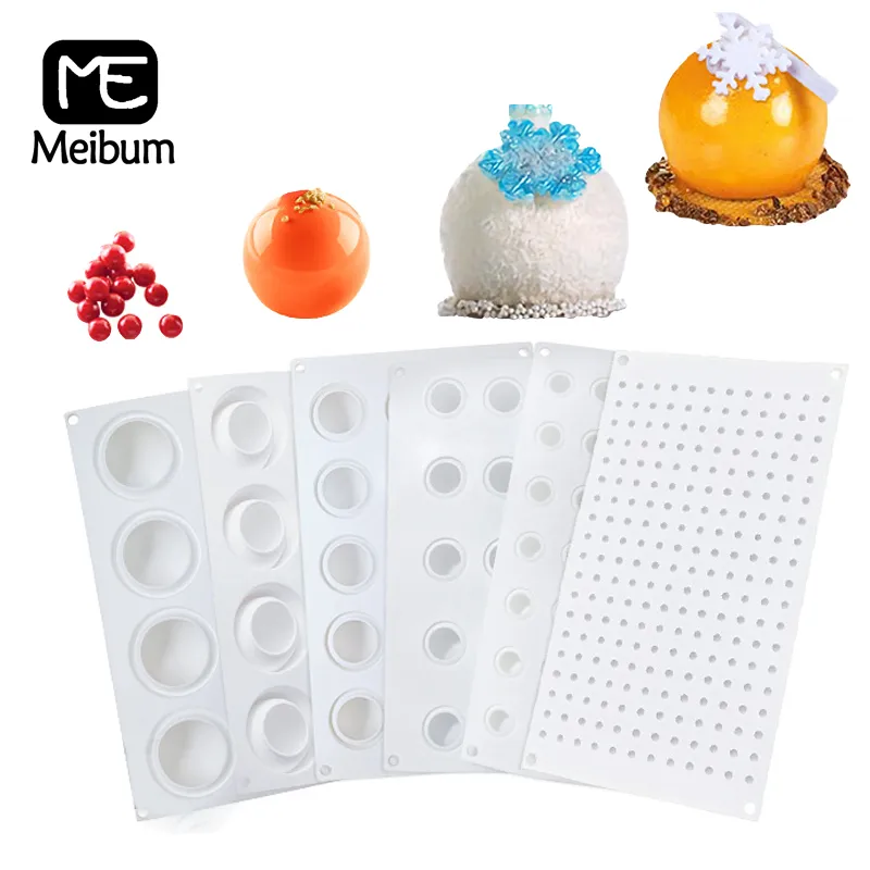 Meibum 5 Types Spherical-Shaped Dessert Mousse Molds 3d Silicone Cake Mold Muffin Pan Baking Tools For Cakes Decorating Supplies