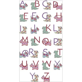 

Scottish patchwork dog alphabet Counted Cross Stitch 11CT 14CT 18CT DIY Chinese Cross Stitch Kits Embroidery Needlework Sets
