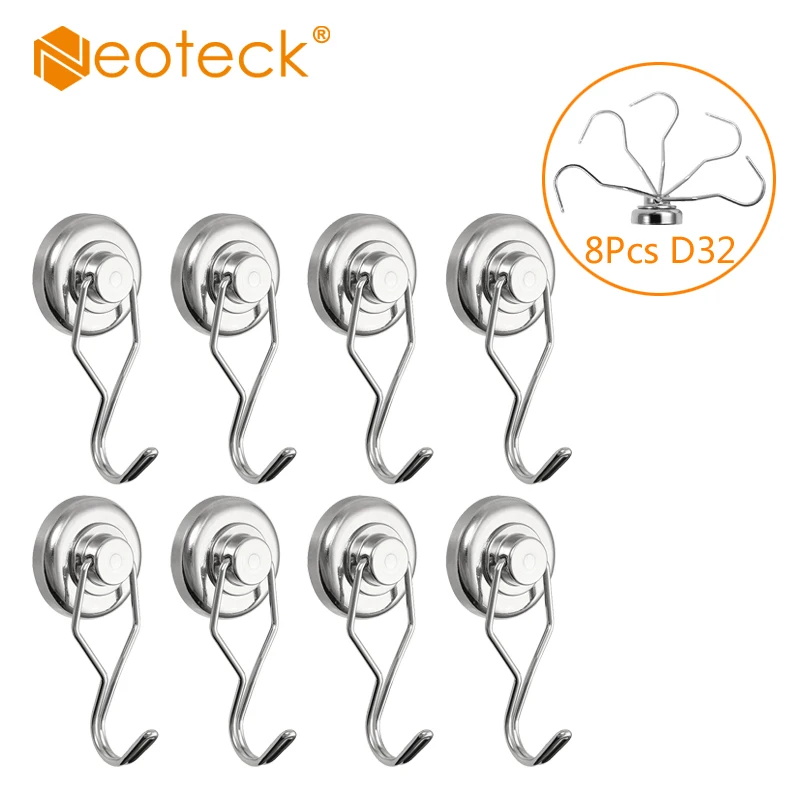 Neoteck 8 шт. Магнитные Крючки поворотные качели мощные сверхмощные Неодимовые для