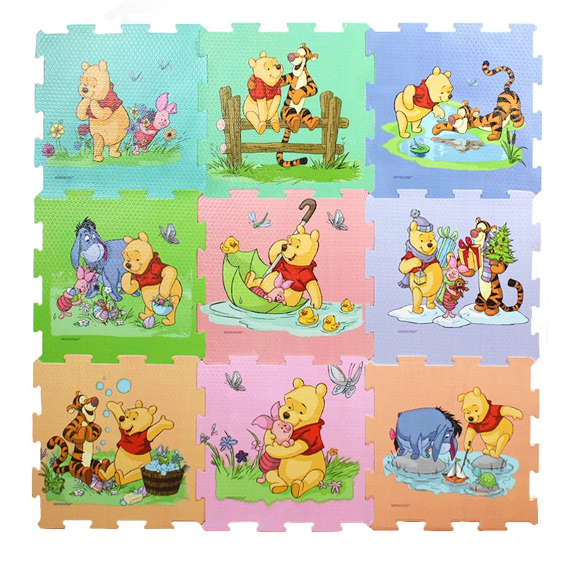 

Winnie The Pooh Foam Mat 9pcs/pack 30x30cm Per Piece Mickey Minnie Baby Child Play Floor Mat Game Carpet Crawling Mat Baby Gym
