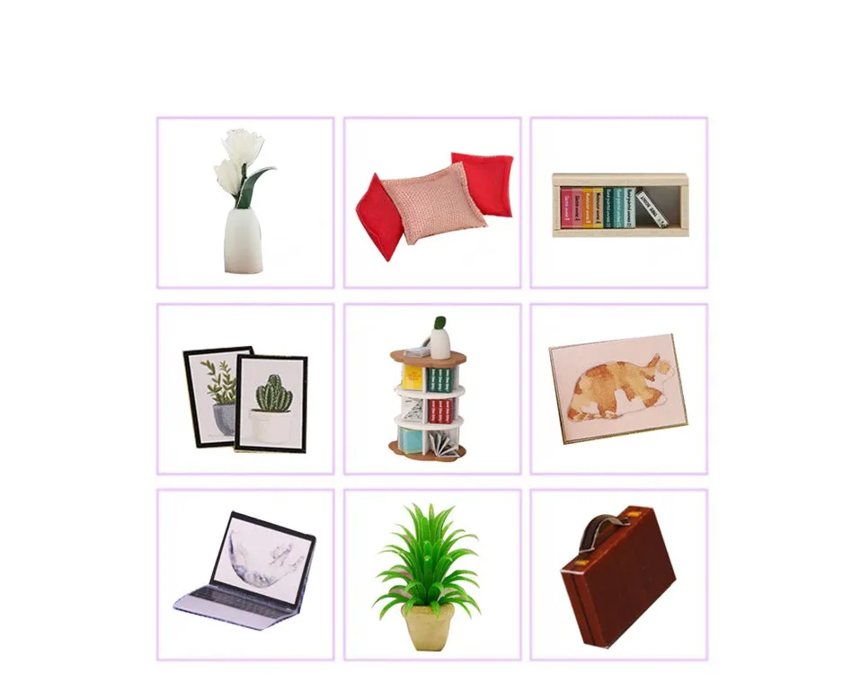 Мини миниатюры для кукольного домика гостиной diy книги для игрушечного домика миниатюрный набор деревянный домик для детской мебели