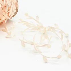 Vibrant Silk Leaf - Shaped Artificial Green Leaves for DIY Crafts and Decoration - 10 Yards (Pastel Pink)