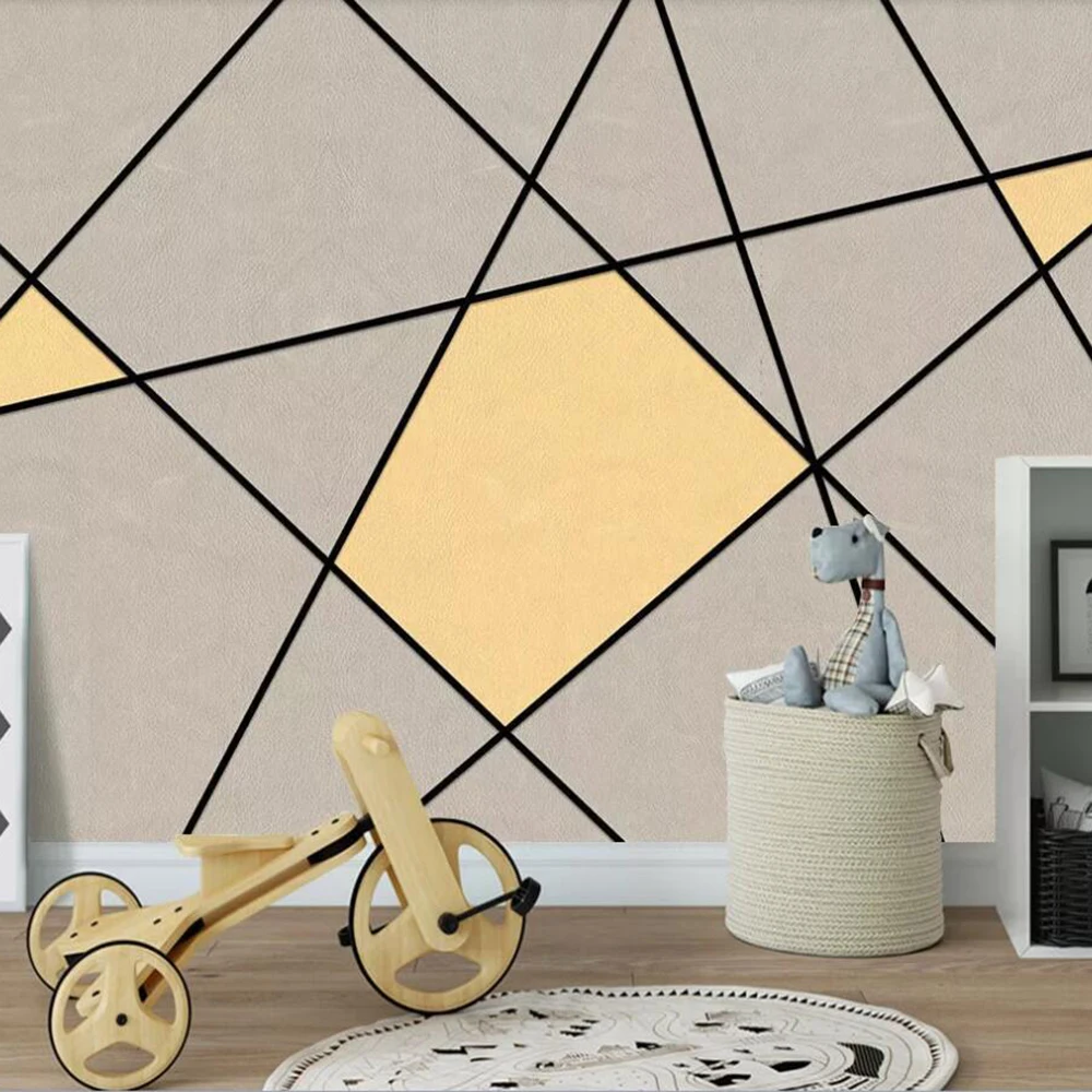 

Drop Shipping Custom 3D Wallpaper Mural Nordic Geometric Pattern Solid Line Bedroom Background Wall Painting Wallpaper