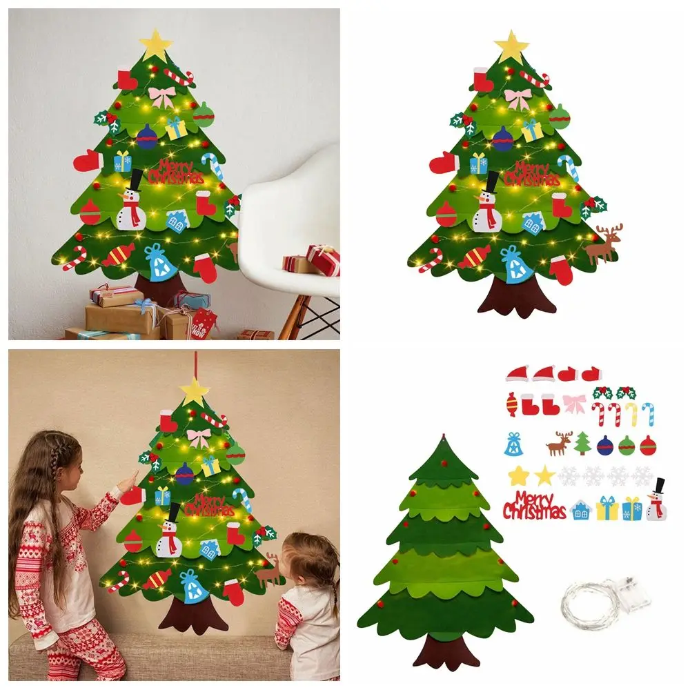Festival Product Christmas Decoration Door Sticker DIY Tree With Lights Felt Ornaments Wall Hanging | Дом и сад