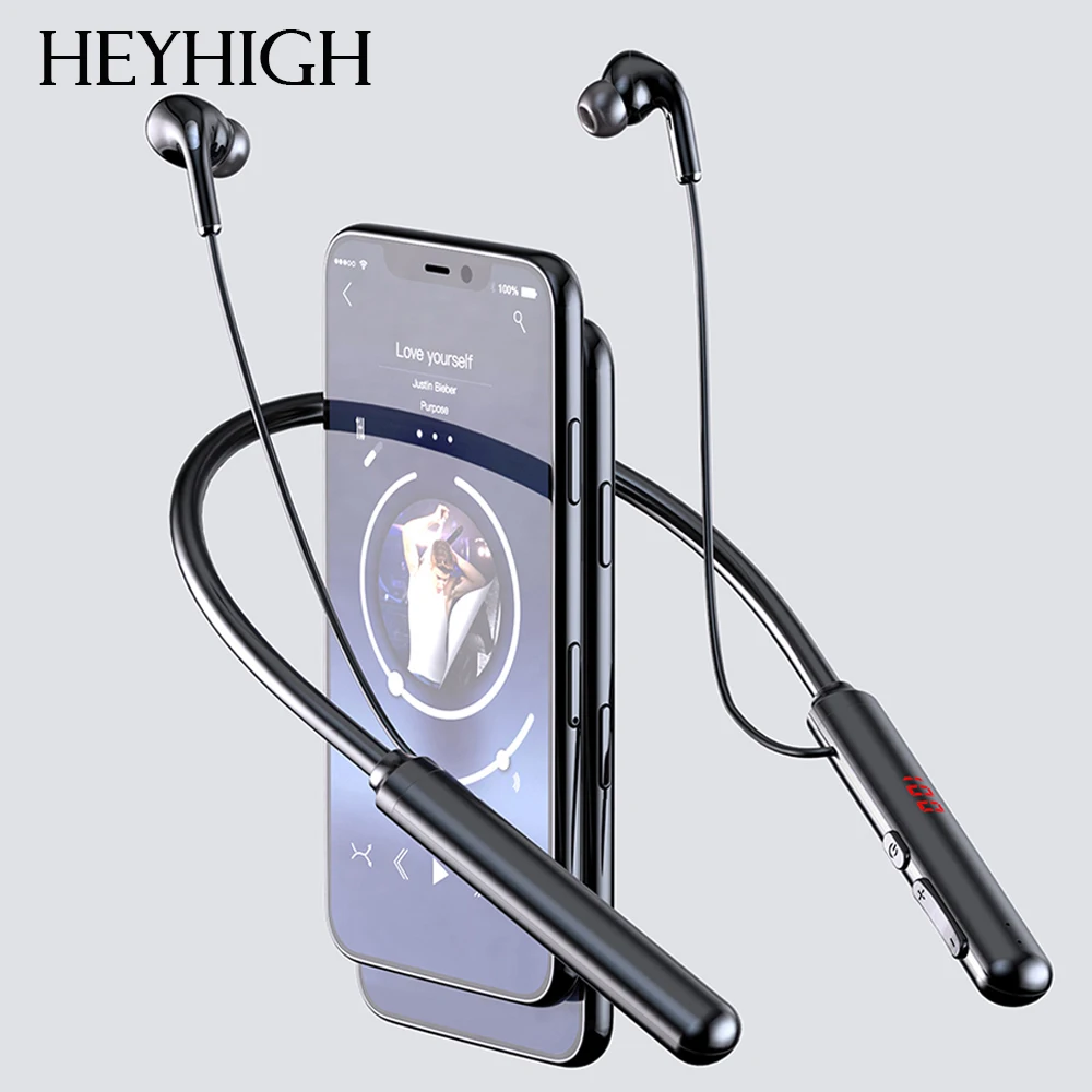 Support TF Card Hanging Neck Bluetooth 5 0 Earphone IPX5 Sport Stereo Sound Earbuds For iPhone Samsung ISO Android Smart phone