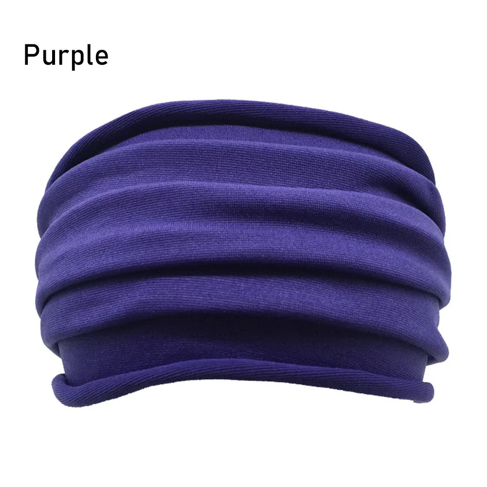 Multi Colors Women Nonslip Elastic Folds Yoga Hairband Fashion Wide Sports Headband Running Accessories Stretch Hair Band