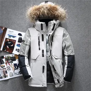 

Winter Big Fur Hooded Duck Down Jackets Men Warm High Quality Down Coats Male Casual Winter Outerwer Down Parkas