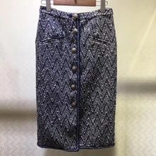 Длинная женская юбка, осень, высокая талия, тонкая юбка на пуговицах, элегантная женская винтажная юбка для женщин