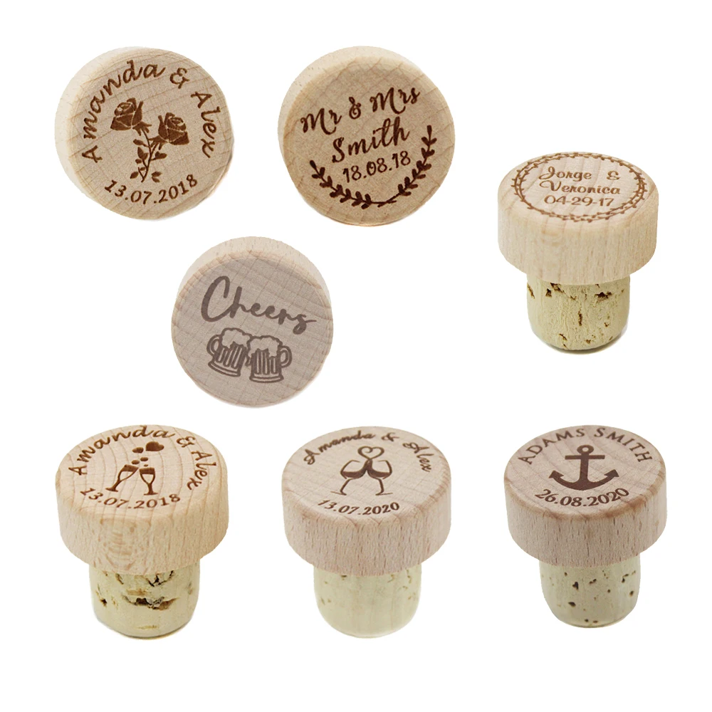 Laser Engraved Wood/Cork Wine Stopper Rustic and Classic Monogram Series 