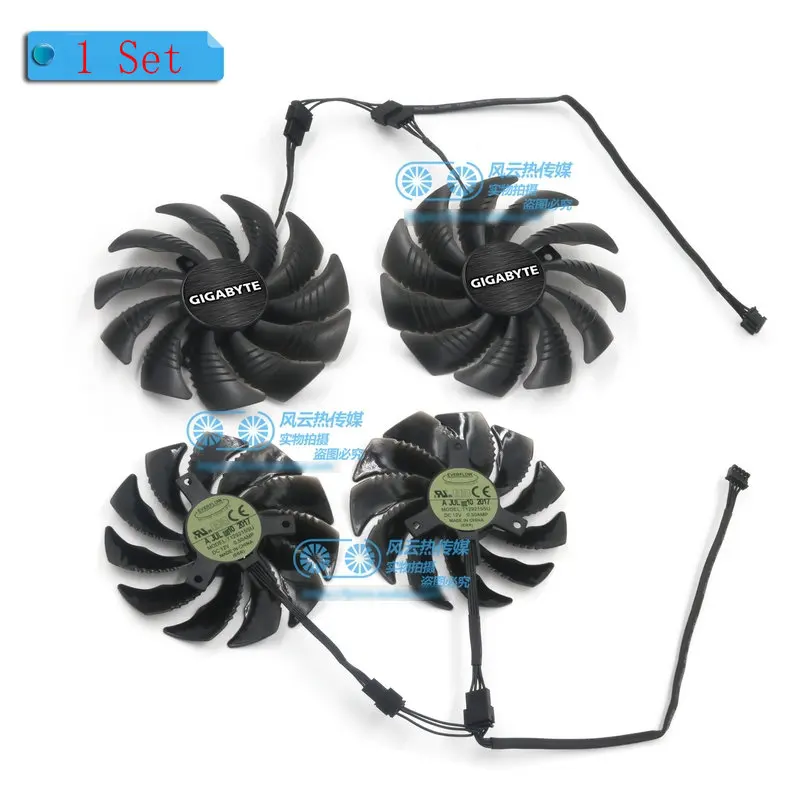 Two fans T129215SU для Gigabyte GTX1050 GTX1050Ti GTX1060 GTX1070 RX VEGA56 VEGA64 видеокарта вентилятор охлаждения - Цвет лезвия: Two fans