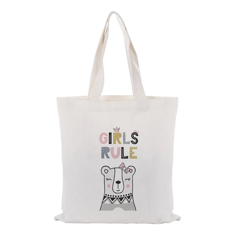 

ILLUSTRATION Canvas Tote Bag Custom Print Logo Text DIY Daily Use Eco Ecologicas Reusable Recycle Shopping Bag