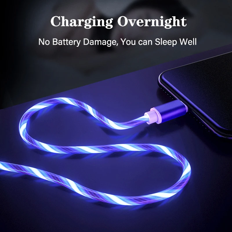 Светодиодный светящийся зарядный кабель USB type C/Micro usb для iPhone samsung светодиодный usb-кабель с подсветкой