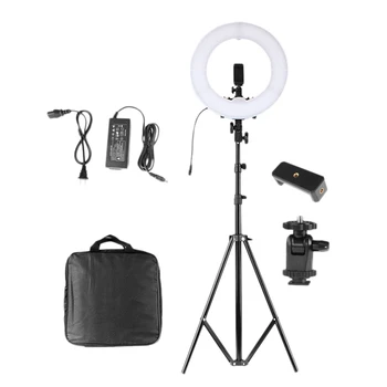 

HOT-14 Inch LED Ring Light with 220CM Tripod 5500K Photography Dimmable Makeup Ring Lamp EU Plug