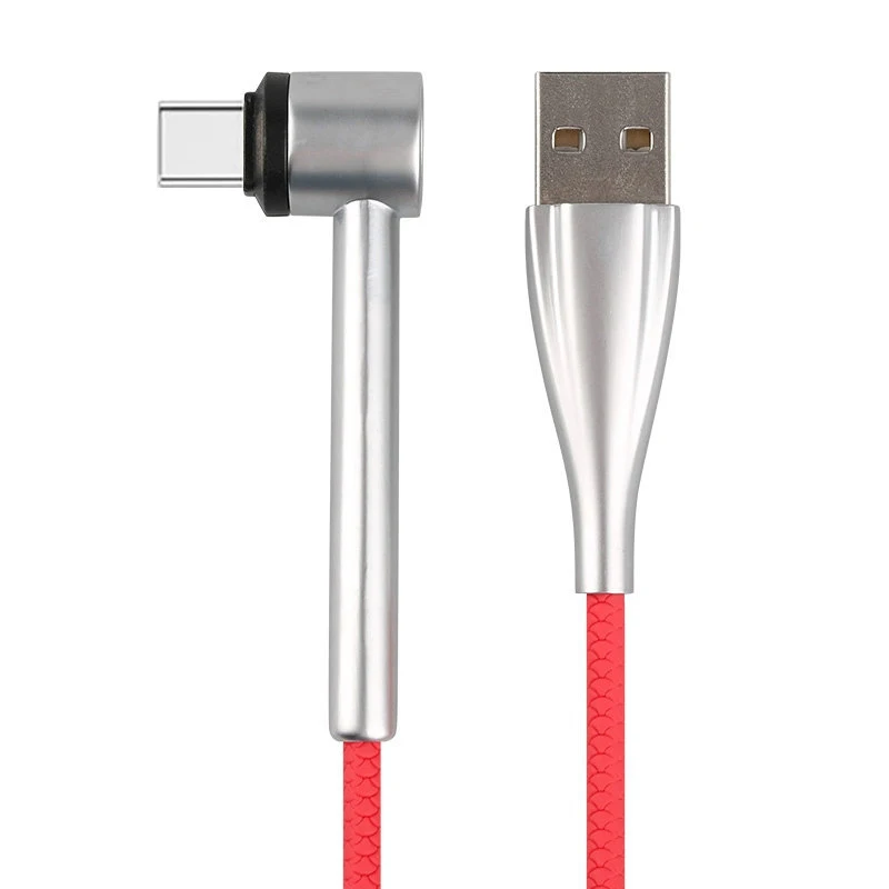 Красный Кабель NATTHSWE 90 градусов типа C для быстрой зарядки USB C кабель 3,1 для игр LeEco Le Pro3 LG htc L shape Tipo C кабель для передачи данных 3A - Цвет: Красный