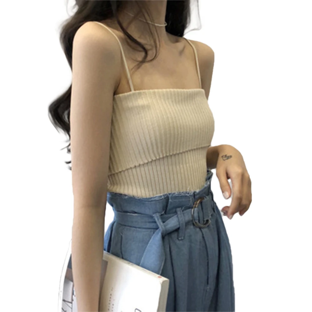 Sexy Women Summer Solid Color Camisole Female Casual Knitted Sleeveless  Tank Top Boat Neck Vest|Camis| - AliExpress