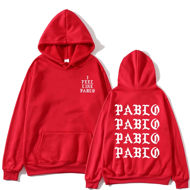 Новинка, повседневный мужской пуловер, худи с принтом I Feel Like Paul Pablo Kanye, хлопковые толстовки в стиле хип-хоп, уличная одежда, повседневные мужские толстовки - Цвет: red