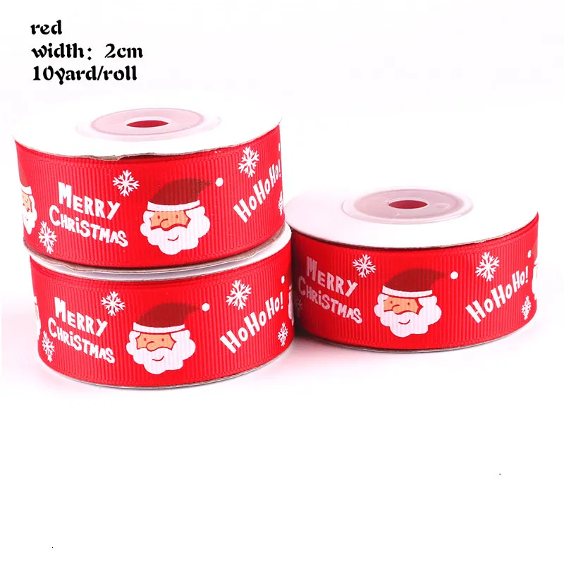 Santa Claus red 10/25 ярдов/рулон 10 мм 25 мм 38 мм шелковые рождественские атласные ленты из полиэстера для рукоделия швейная лента материалы ручной работы подарочная упаковка - Цвет: Santa Claus red